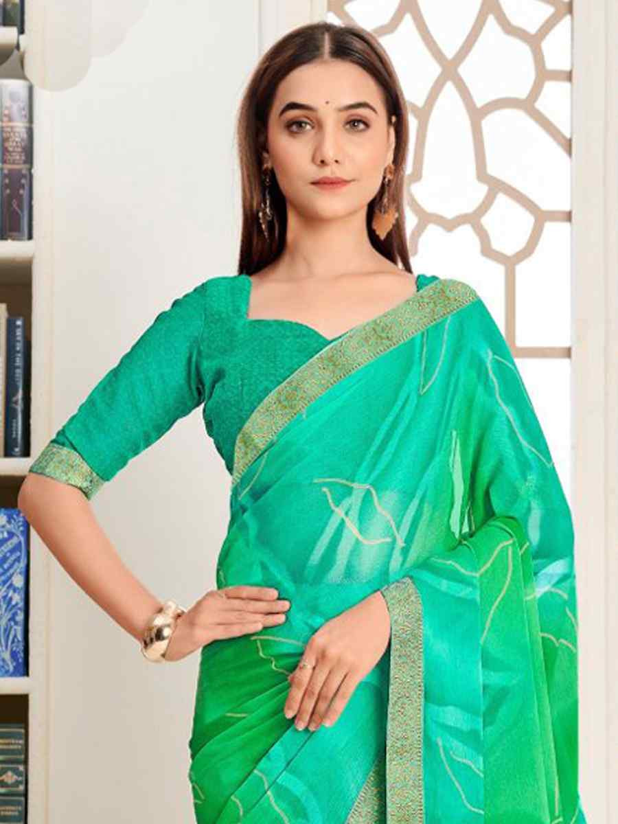 Multi Chiffon Printed Festival Wedding Fancy Classic Style Sarees