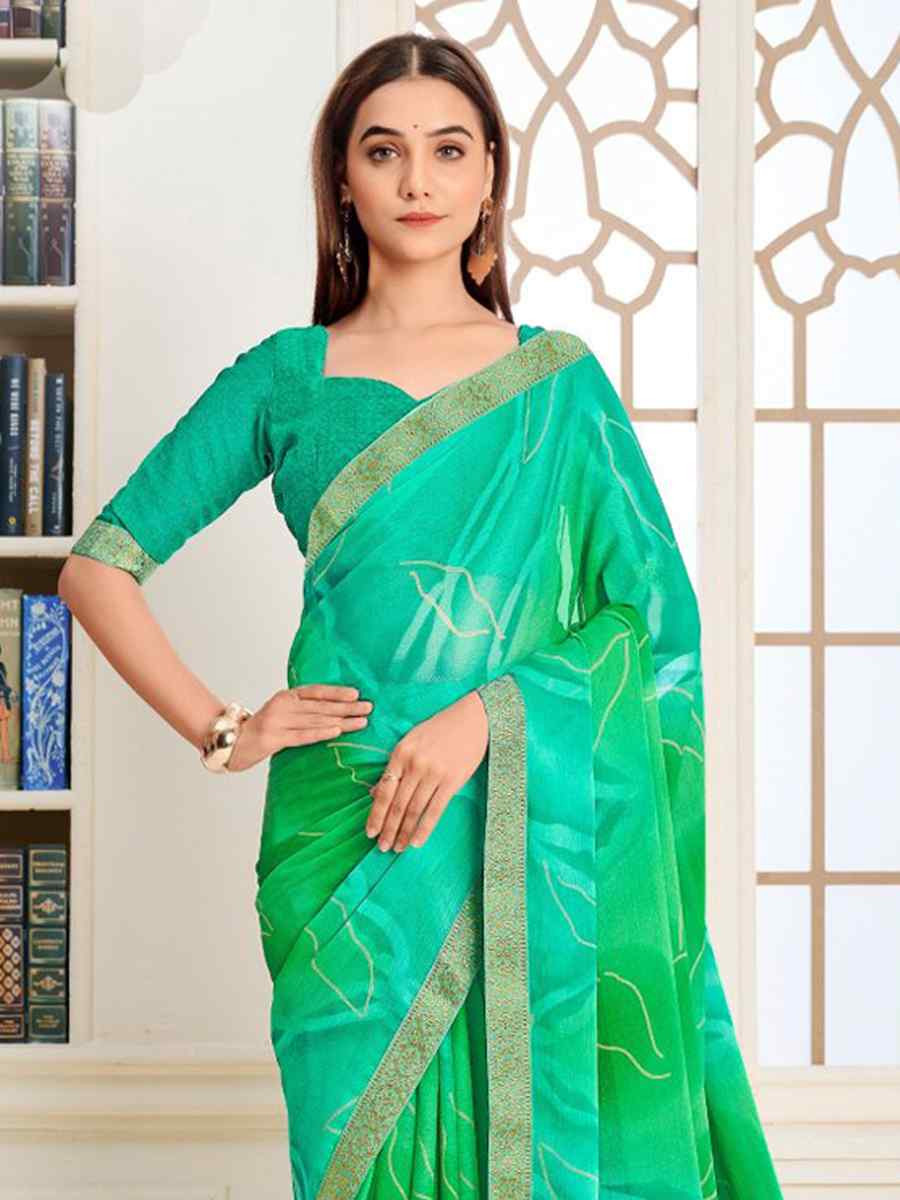 Multi Chiffon Printed Festival Wedding Fancy Classic Style Sarees