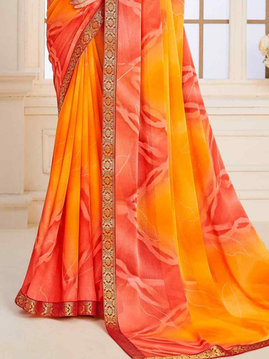 Multi Chiffon Printed Festival Wedding Fancy Classic Style Sarees
