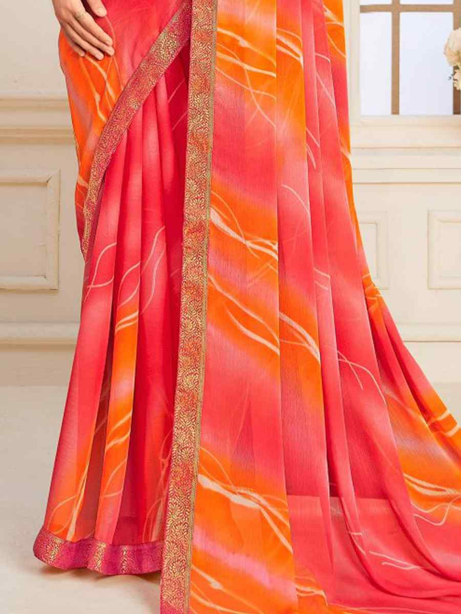 Multi Chiffon Printed Festival Wedding Fancy Classic Style Sarees