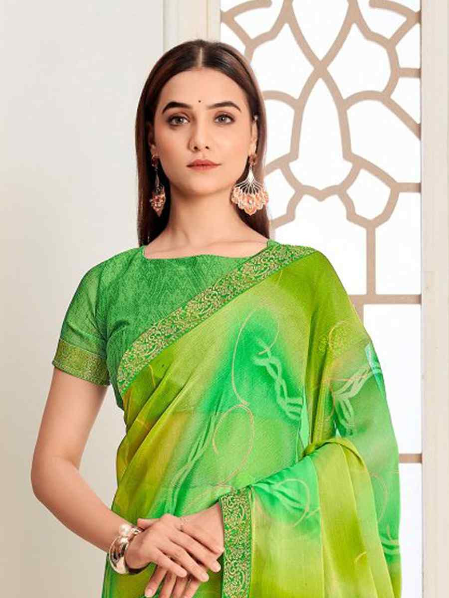 Multi Chiffon Printed Festival Wedding Fancy Classic Style Sarees