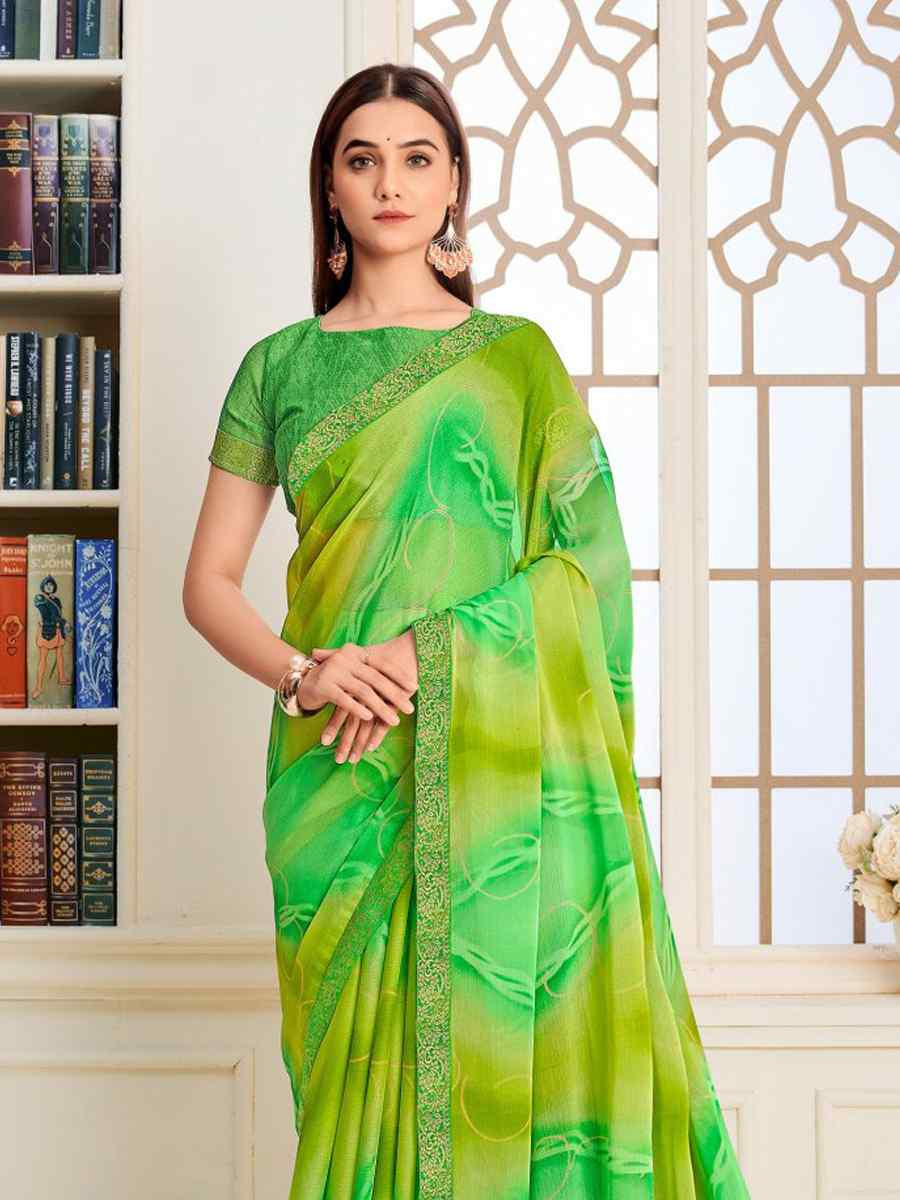 Multi Chiffon Printed Festival Wedding Fancy Classic Style Sarees