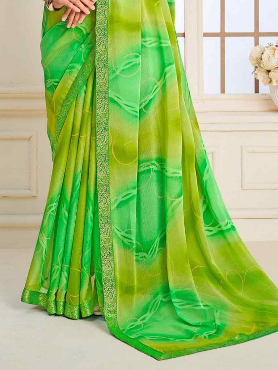 Multi Chiffon Printed Festival Wedding Fancy Classic Style Sarees