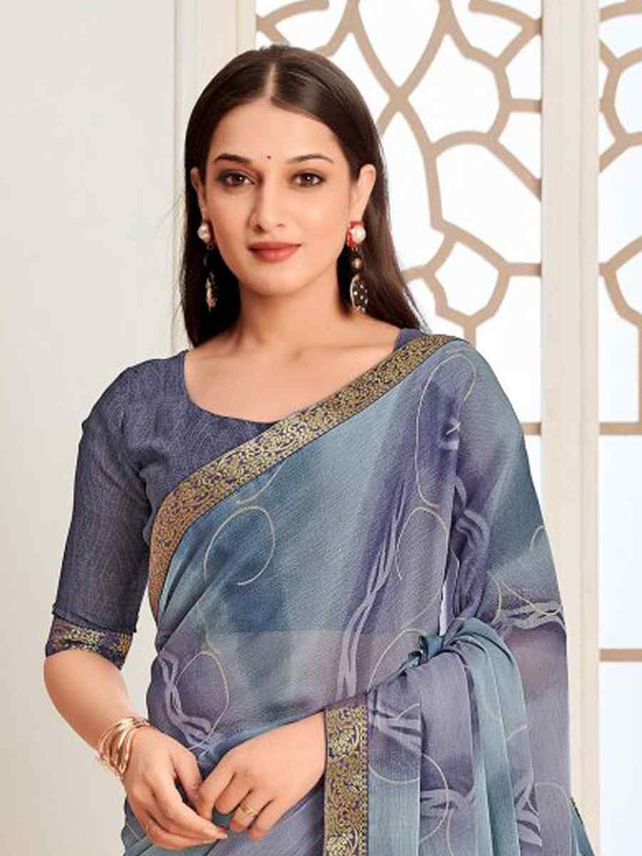 Multi Chiffon Printed Festival Wedding Fancy Classic Style Sarees