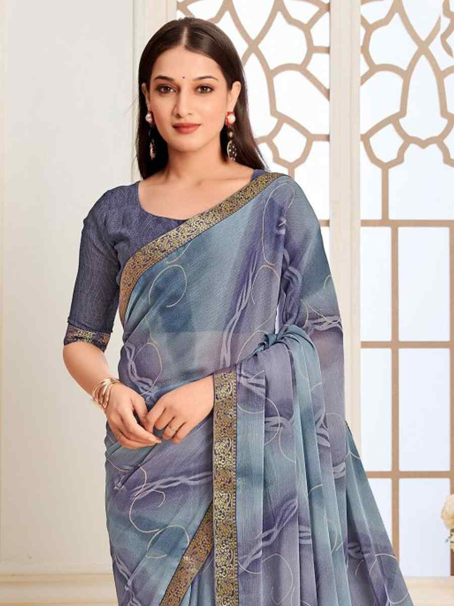 Multi Chiffon Printed Festival Wedding Fancy Classic Style Sarees