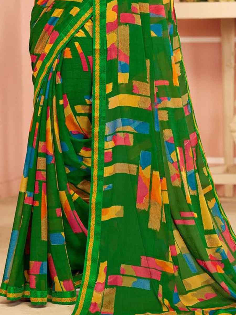 Multi Chiffon Printed Festival Wedding Fancy Classic Style Sarees