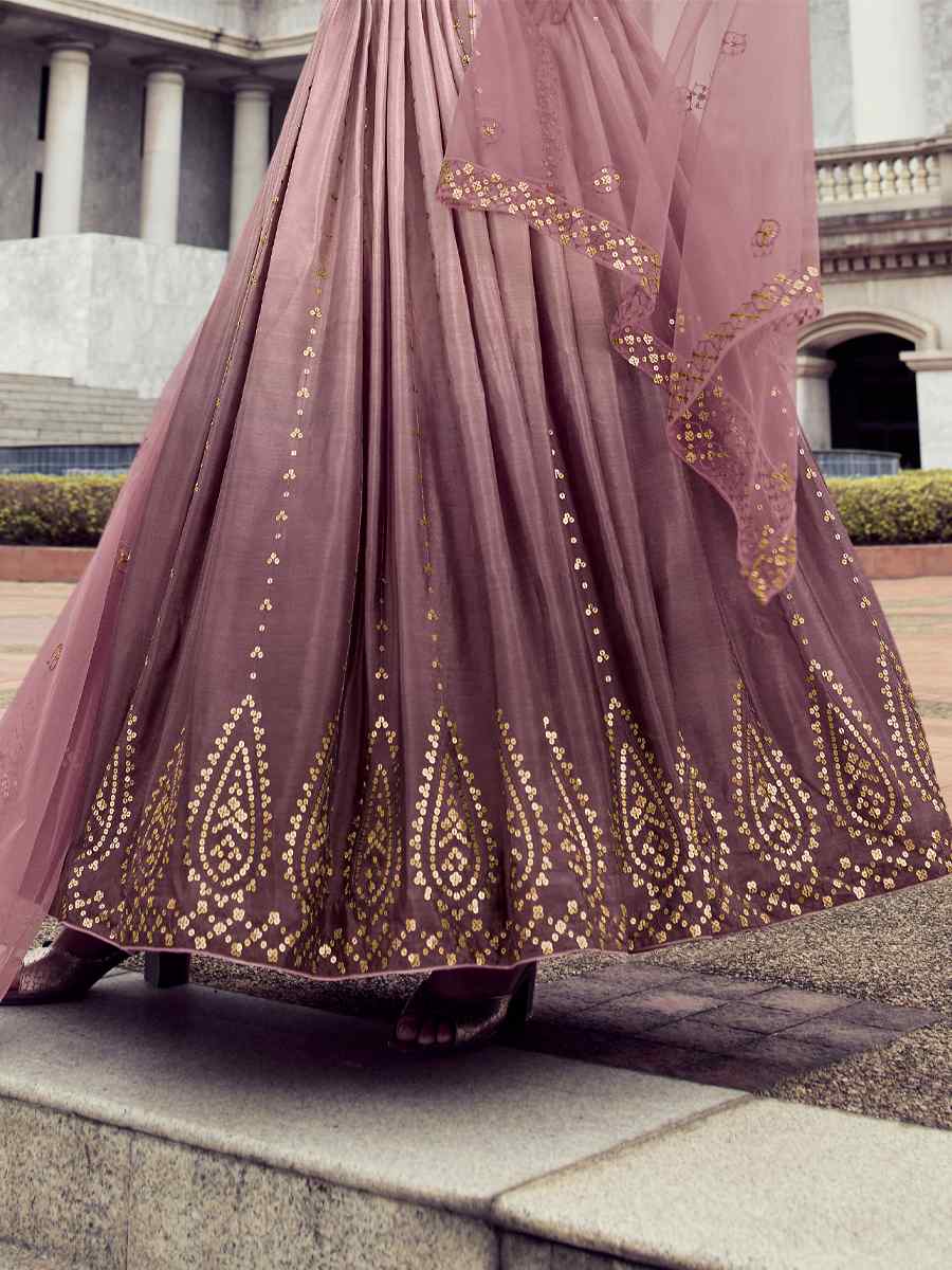 Multi Chinon Embroidered Festival Anarkali Salwar Kameez