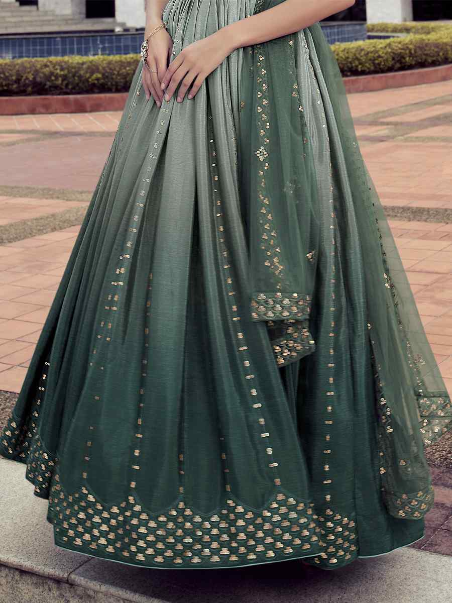 Multi Chinon Embroidered Festival Anarkali Salwar Kameez