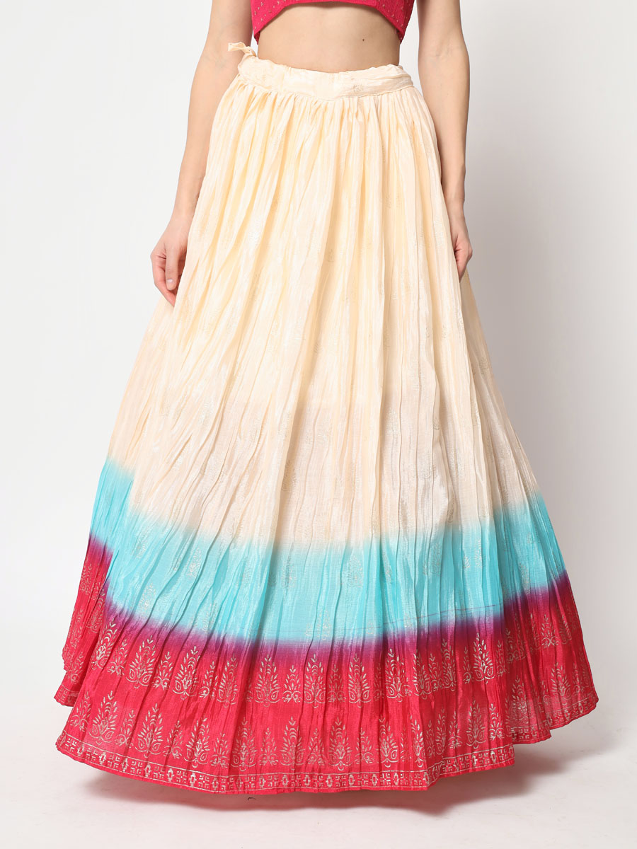 Multi Chinon Silk Embroidered Festival Party Wear Heavy Border Lehenga Choli