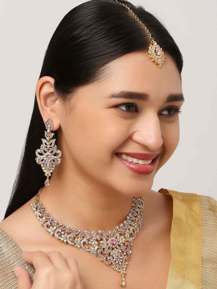 Multi Color Alloy Wedding Wear Stone Necklace