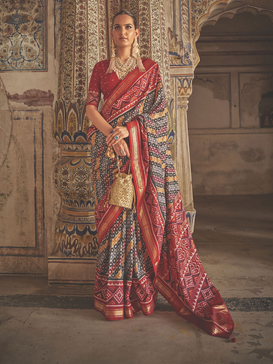 Multi Color Patola Silk Printed Festival Saree