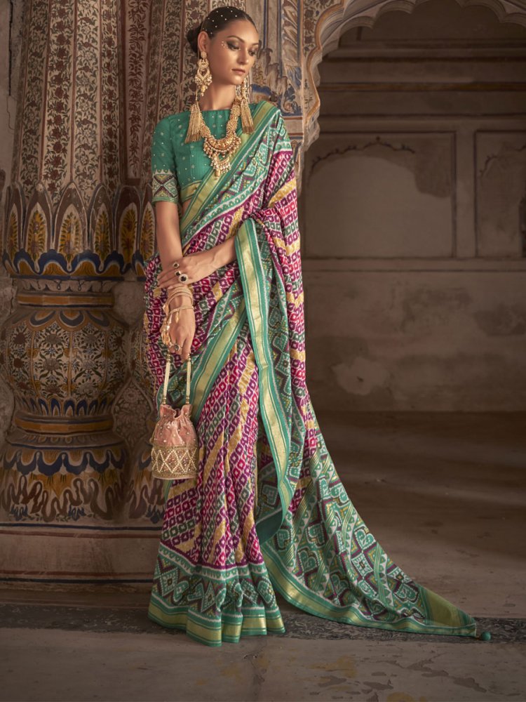Multi Color Patola Silk Printed Festival Saree