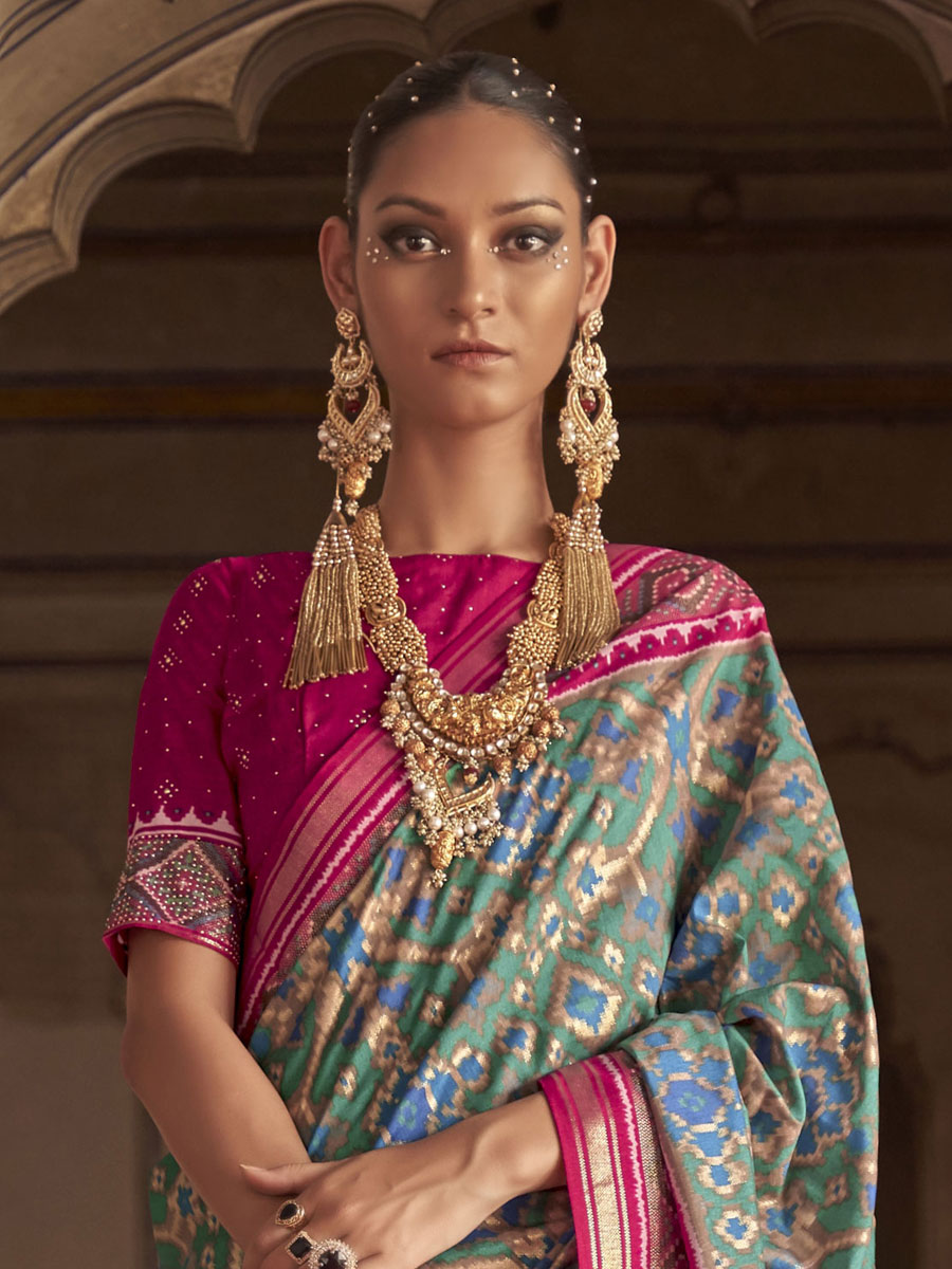 Multi Color Patola Silk Printed Festival Saree