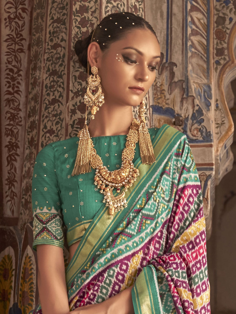 Multi Color Patola Silk Printed Festival Saree
