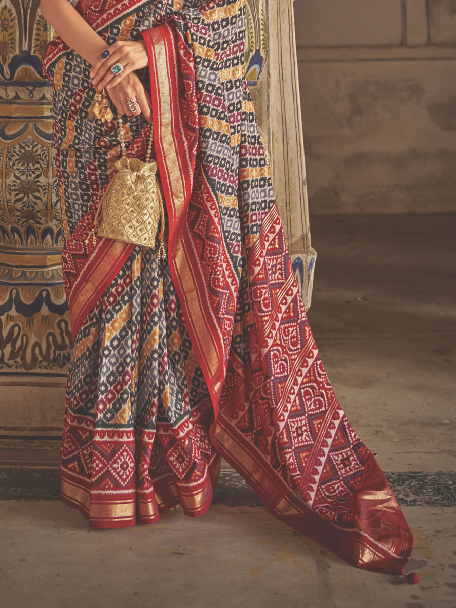 Multi Color Patola Silk Printed Festival Saree