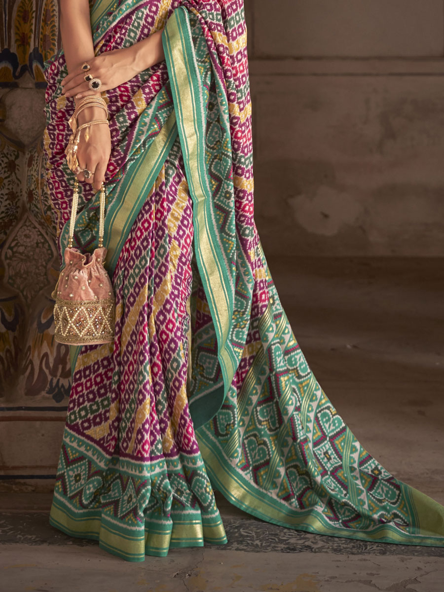 Multi Color Patola Silk Printed Festival Saree