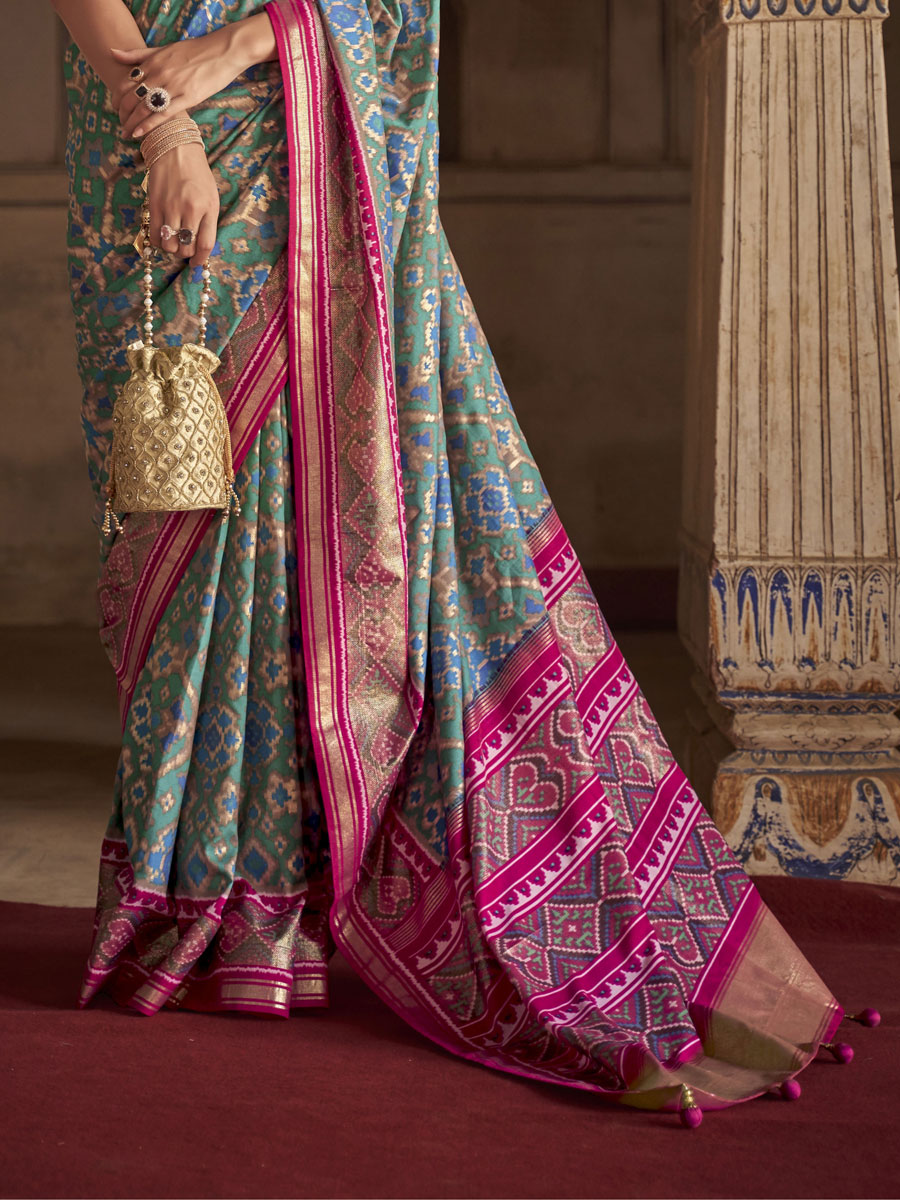Multi Color Patola Silk Printed Festival Saree