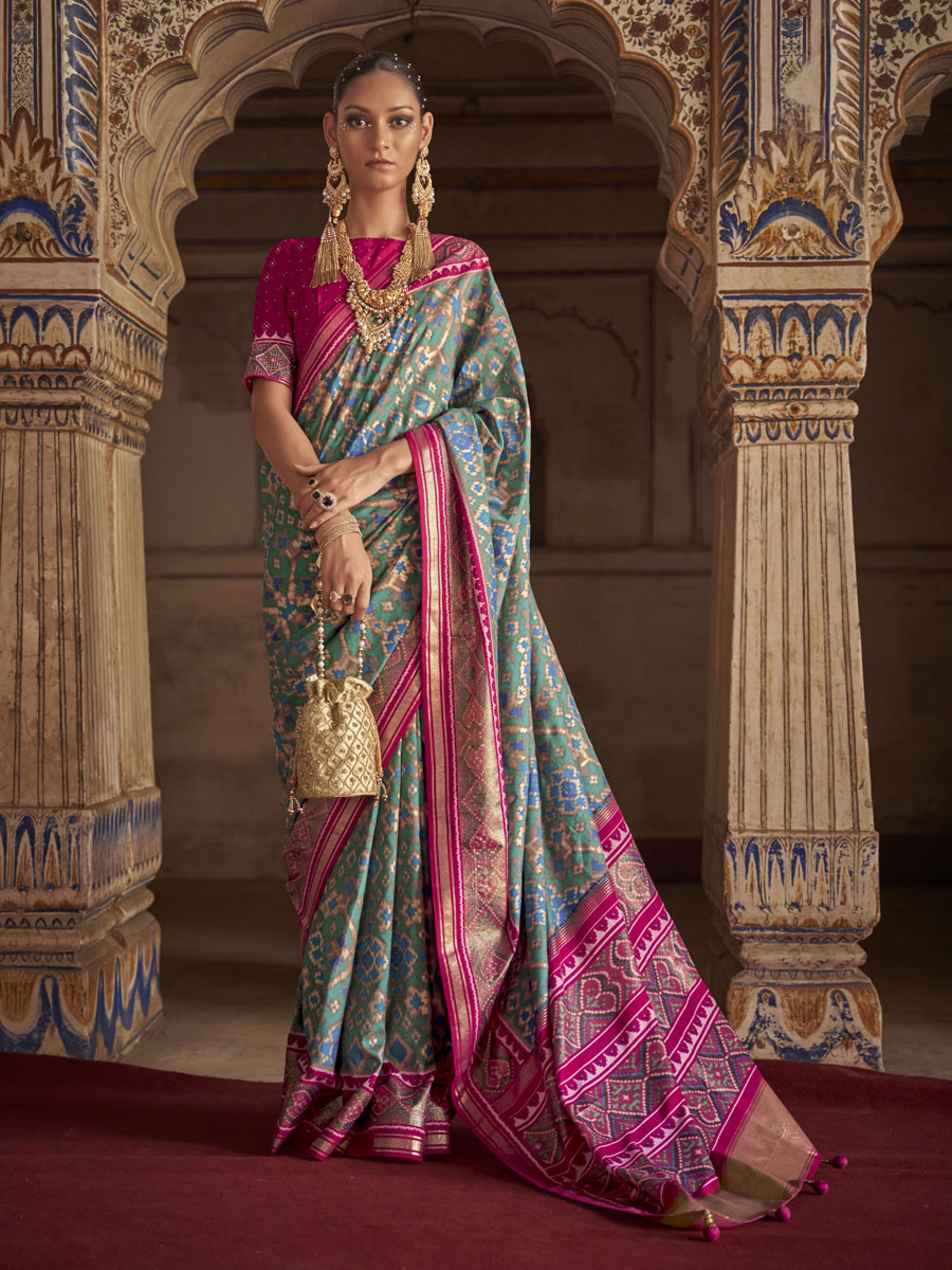 Multi Color Patola Silk Printed Festival Saree