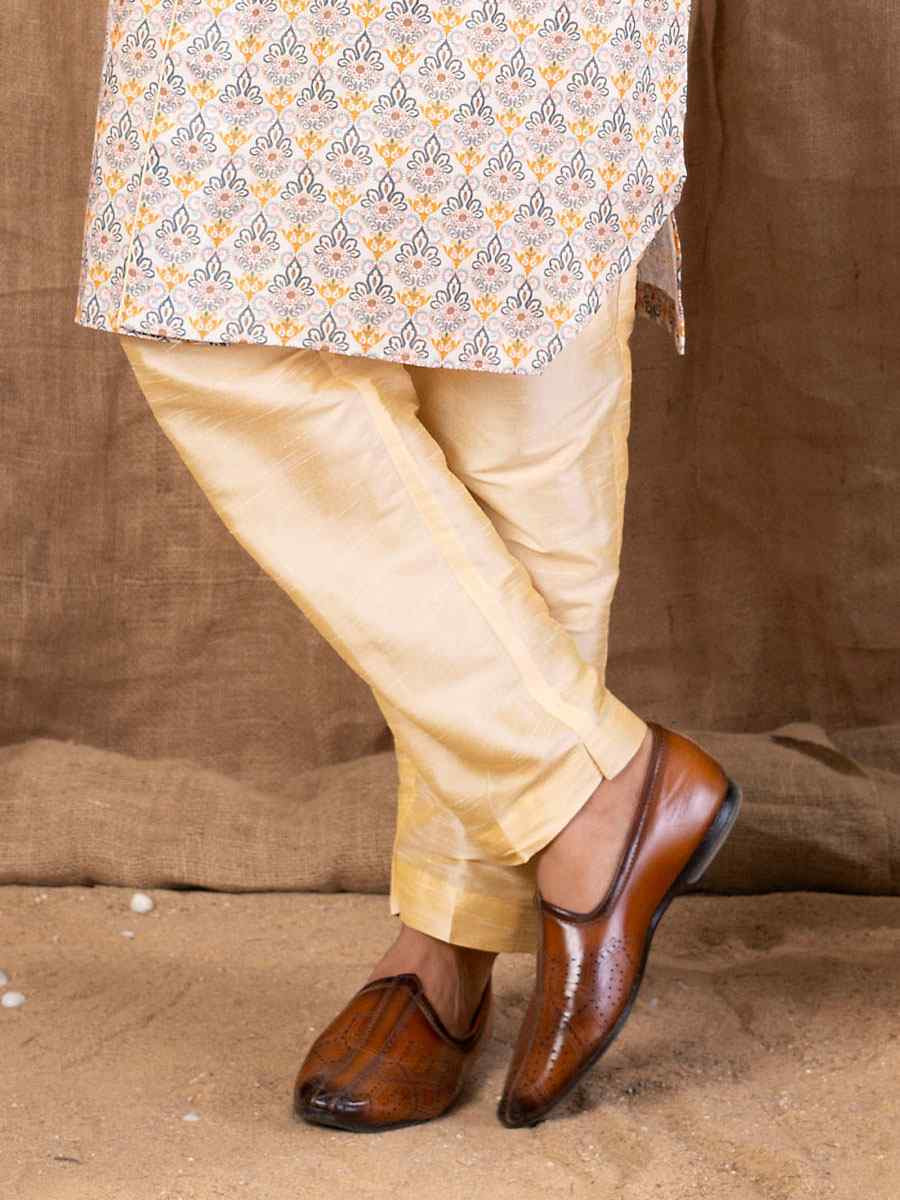 Multi Color Printed Cotton Silk Embroidery Festival Wedding Party Mens Kurta