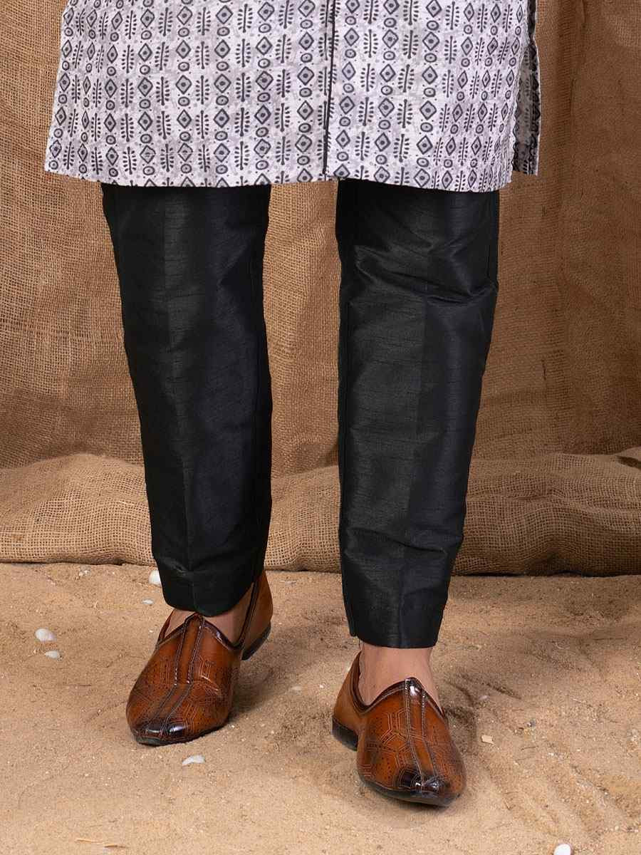 Multi Color Printed Cotton Silk Embroidery Festival Wedding Party Mens Kurta