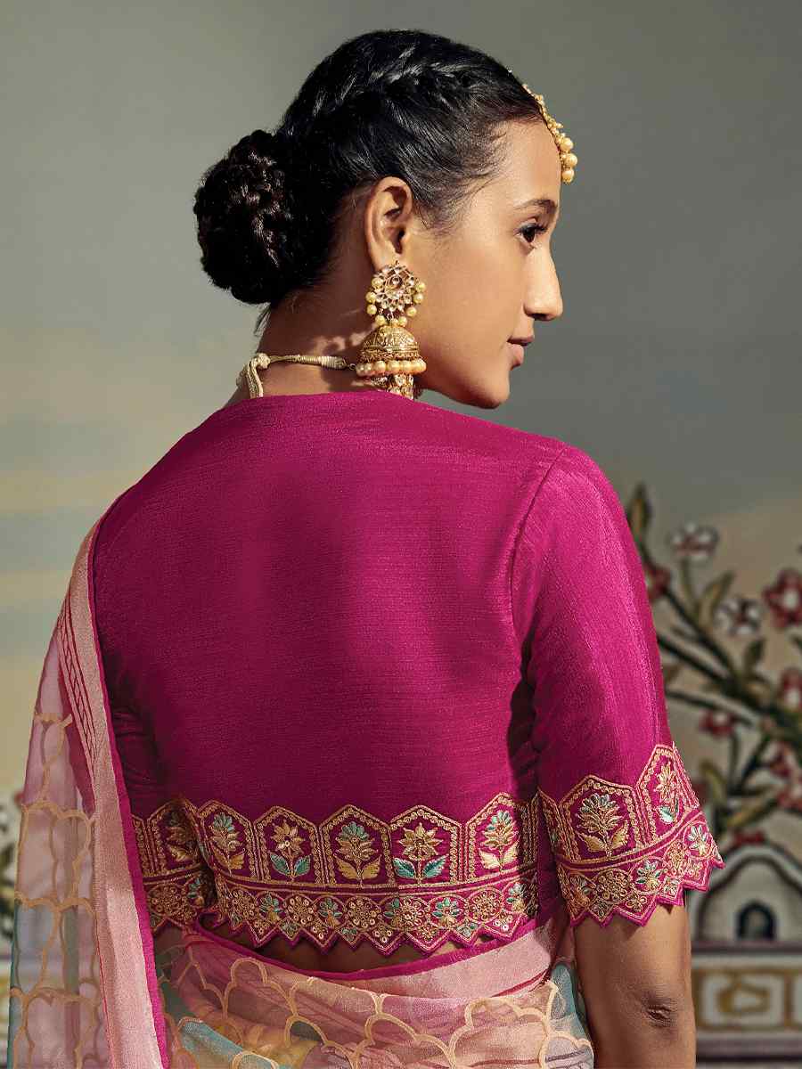 Multi Color Soft Brasso Embroidered Festival Party Heavy Border Saree