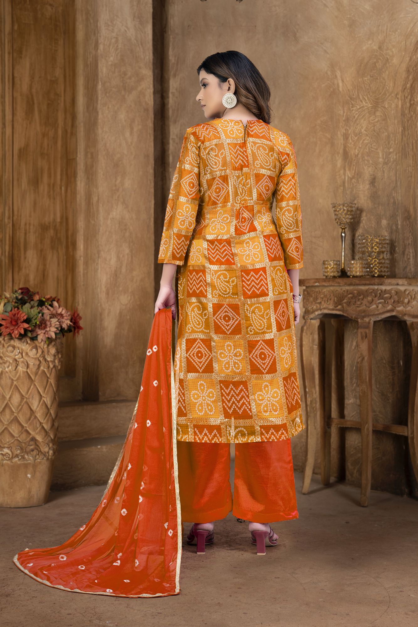 Multi-Colored Cotton Printed Festival Party Pant Salwar Kameez