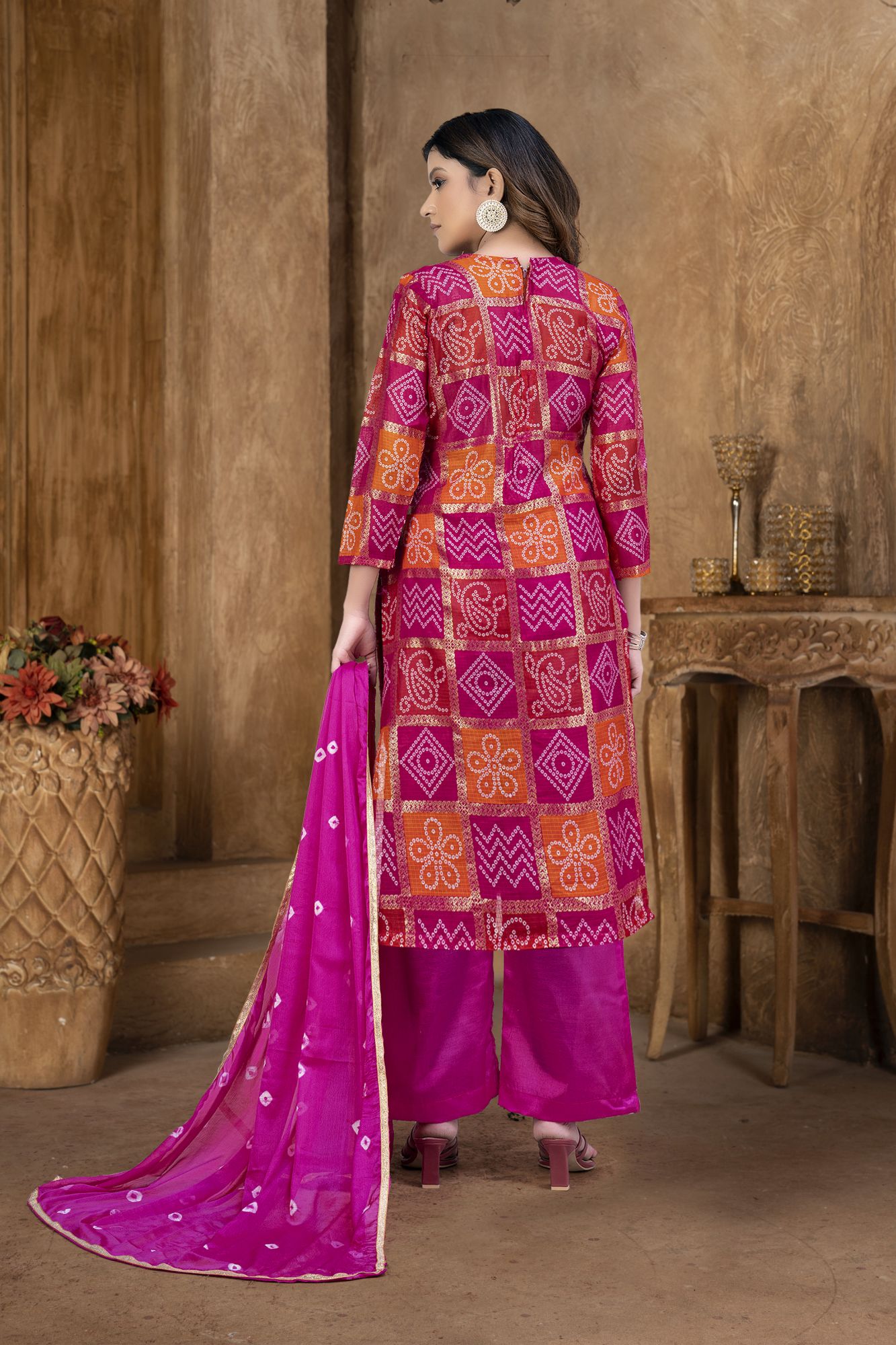 Multi-Colored Cotton Printed Festival Party Pant Salwar Kameez