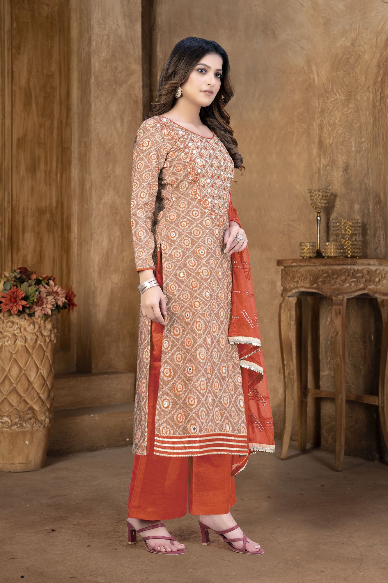 Multi-Colored Modal Cotton Printed Party Festival Pant Salwar Kameez