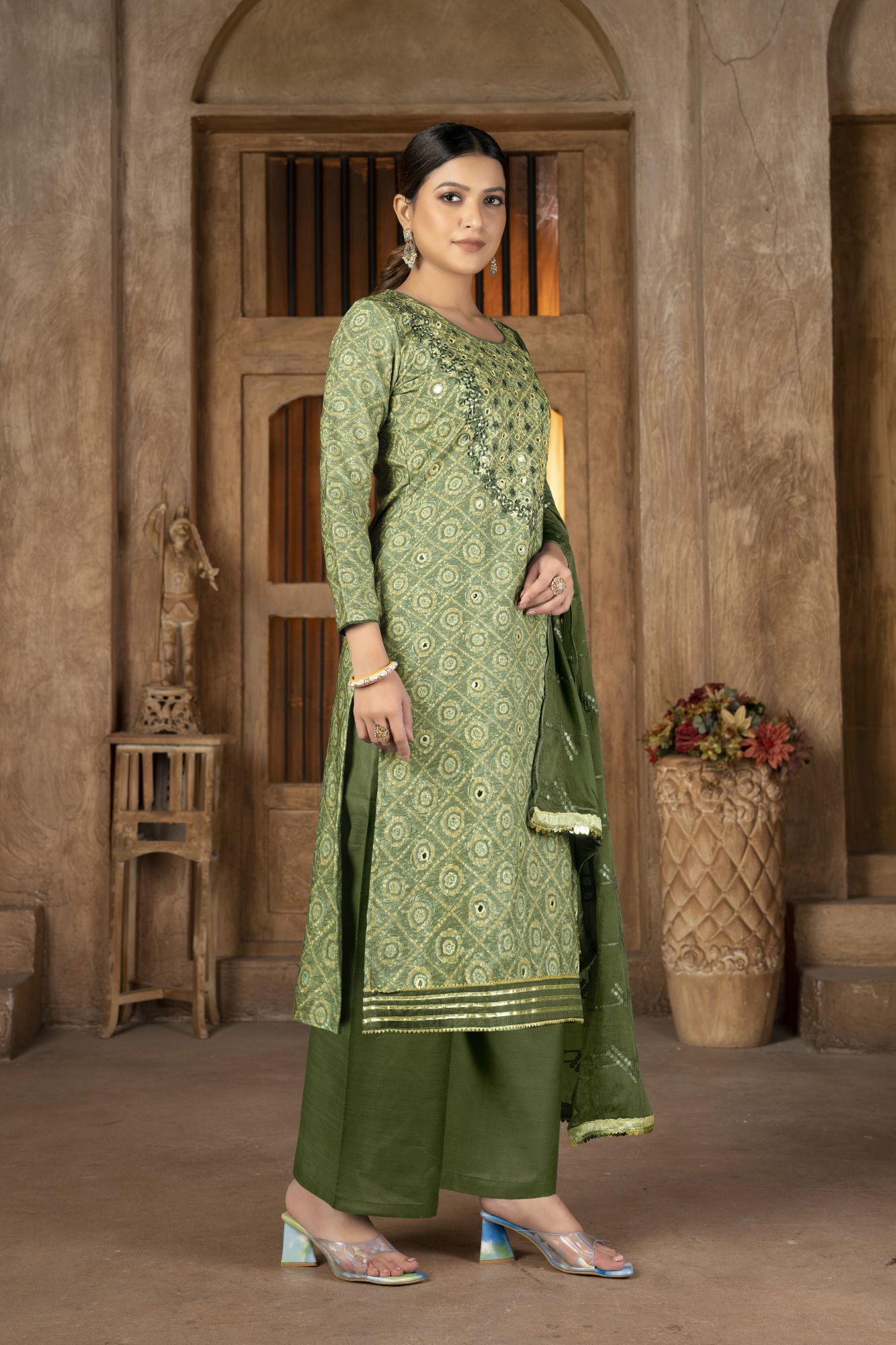 Multi-Colored Modal Cotton Printed Party Festival Pant Salwar Kameez