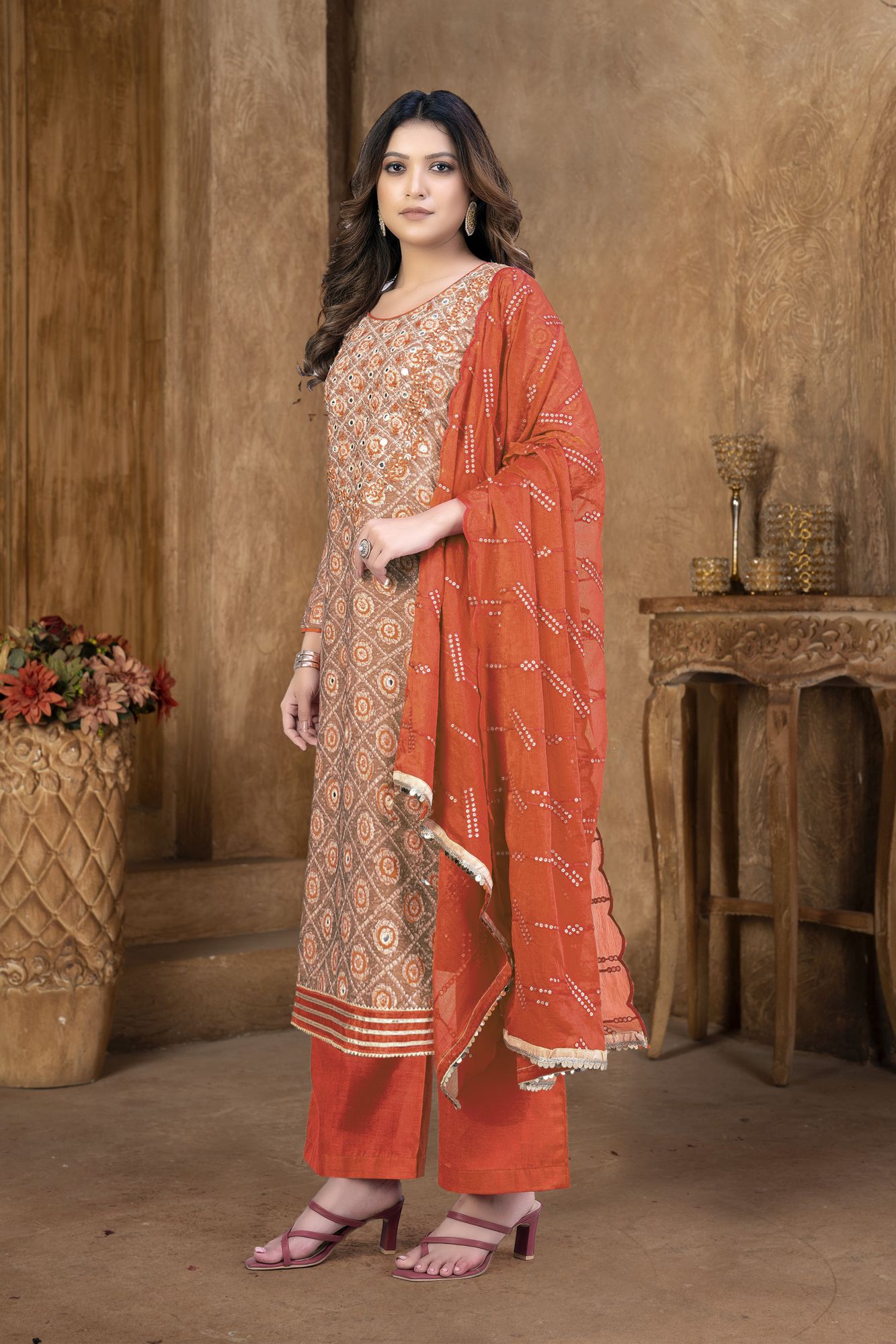 Multi-Colored Modal Cotton Printed Party Festival Pant Salwar Kameez