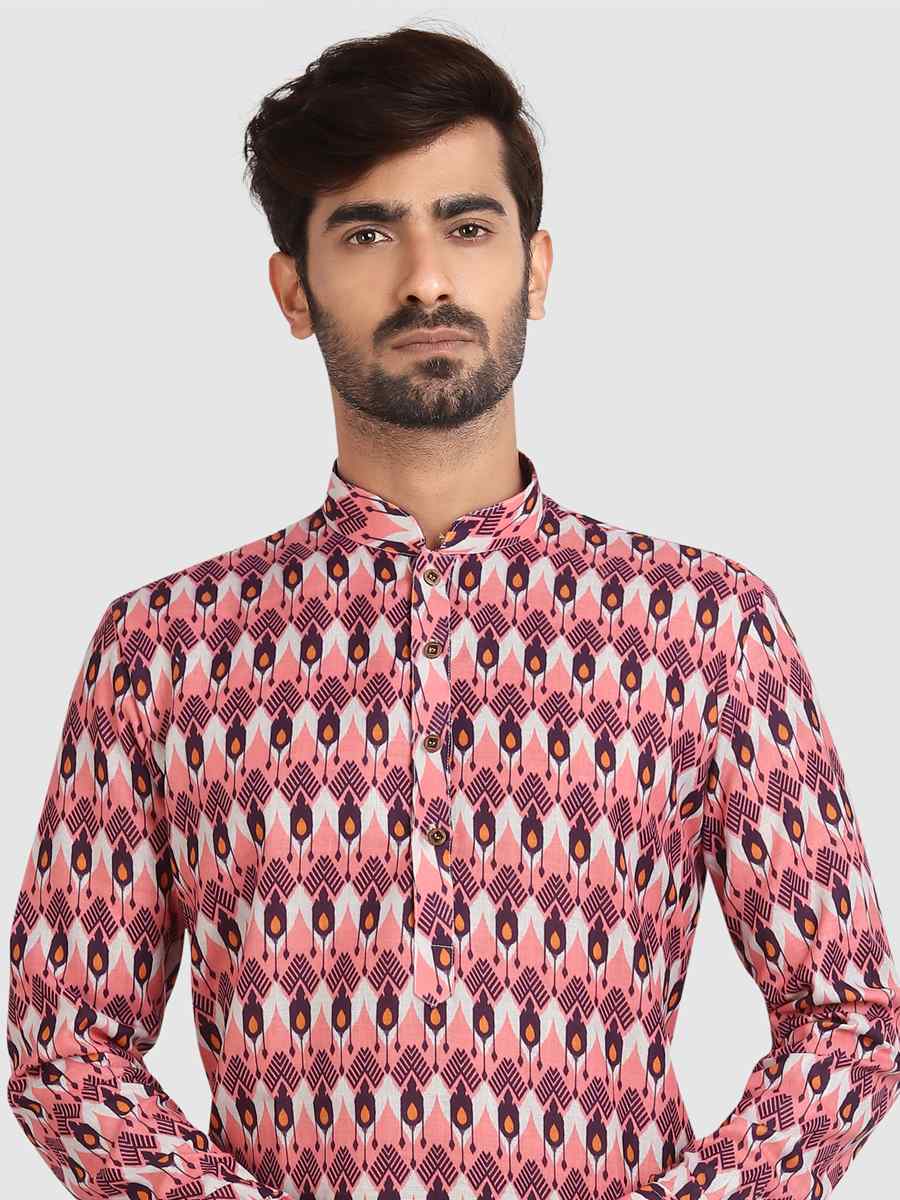 Multi Colour Cotton Printed Festival Casual Kurta