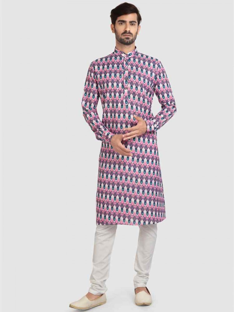 Multi Colour Cotton Printed Festival Casual Kurta