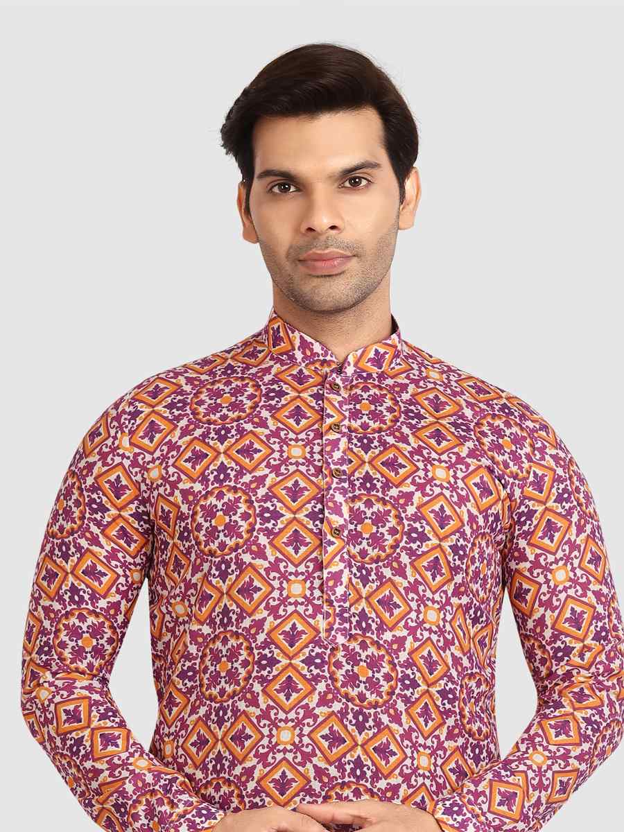 Multi Colour Cotton Printed Festival Casual Kurta
