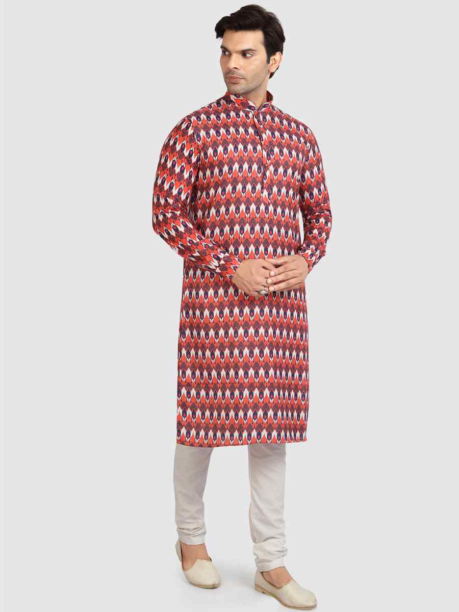 Multi Colour Cotton Printed Festival Casual Kurta