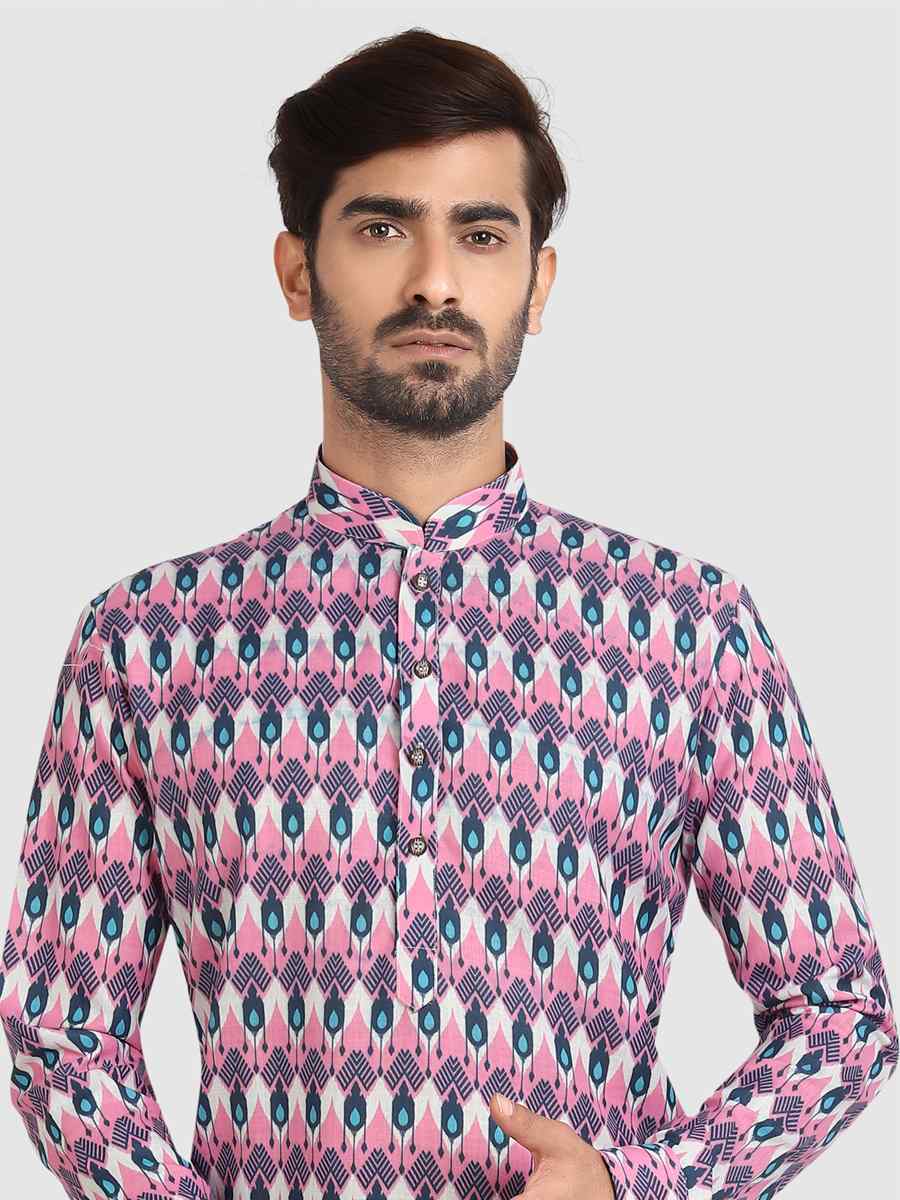 Multi Colour Cotton Printed Festival Casual Kurta