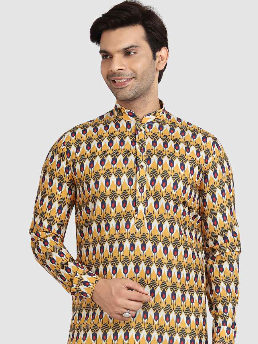 Multi Colour Cotton Printed Festival Casual Kurta