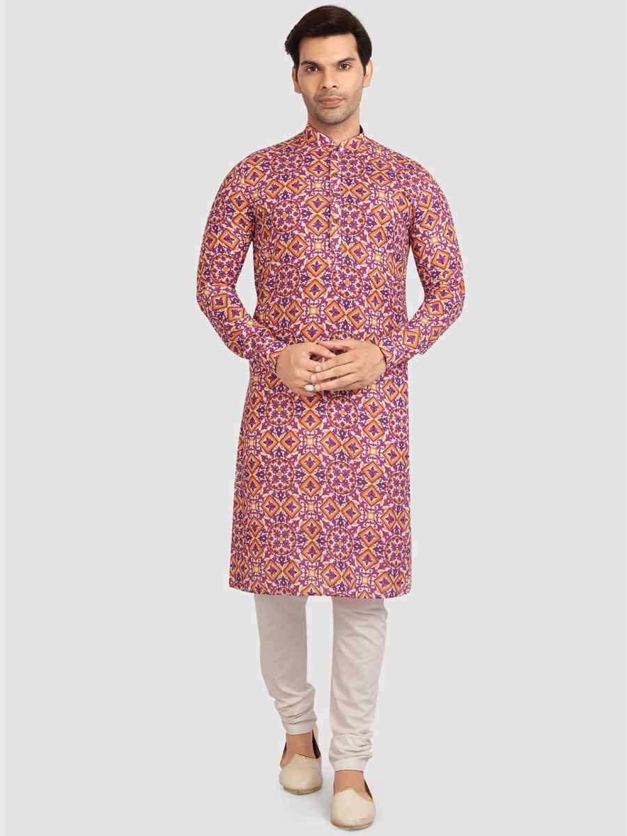 Multi Colour Cotton Printed Festival Casual Kurta