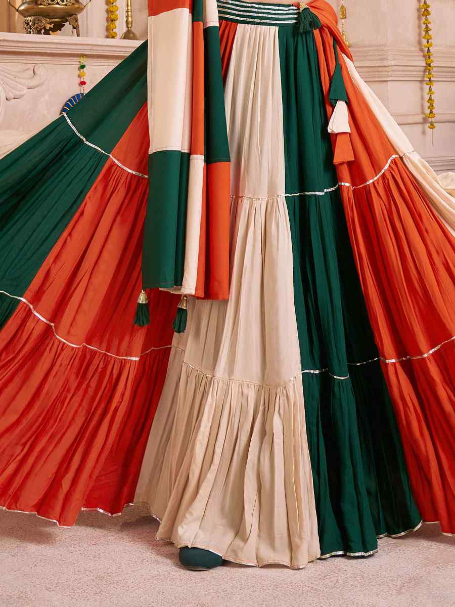 Multi-Coloured Viscose Cotton Embroidered Festival Traditional Lehenga Choli