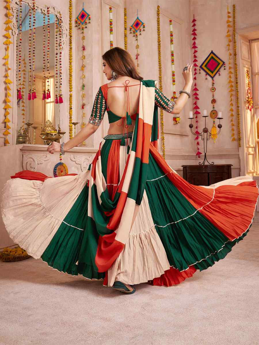 Multi-Coloured Viscose Cotton Embroidered Festival Traditional Lehenga Choli