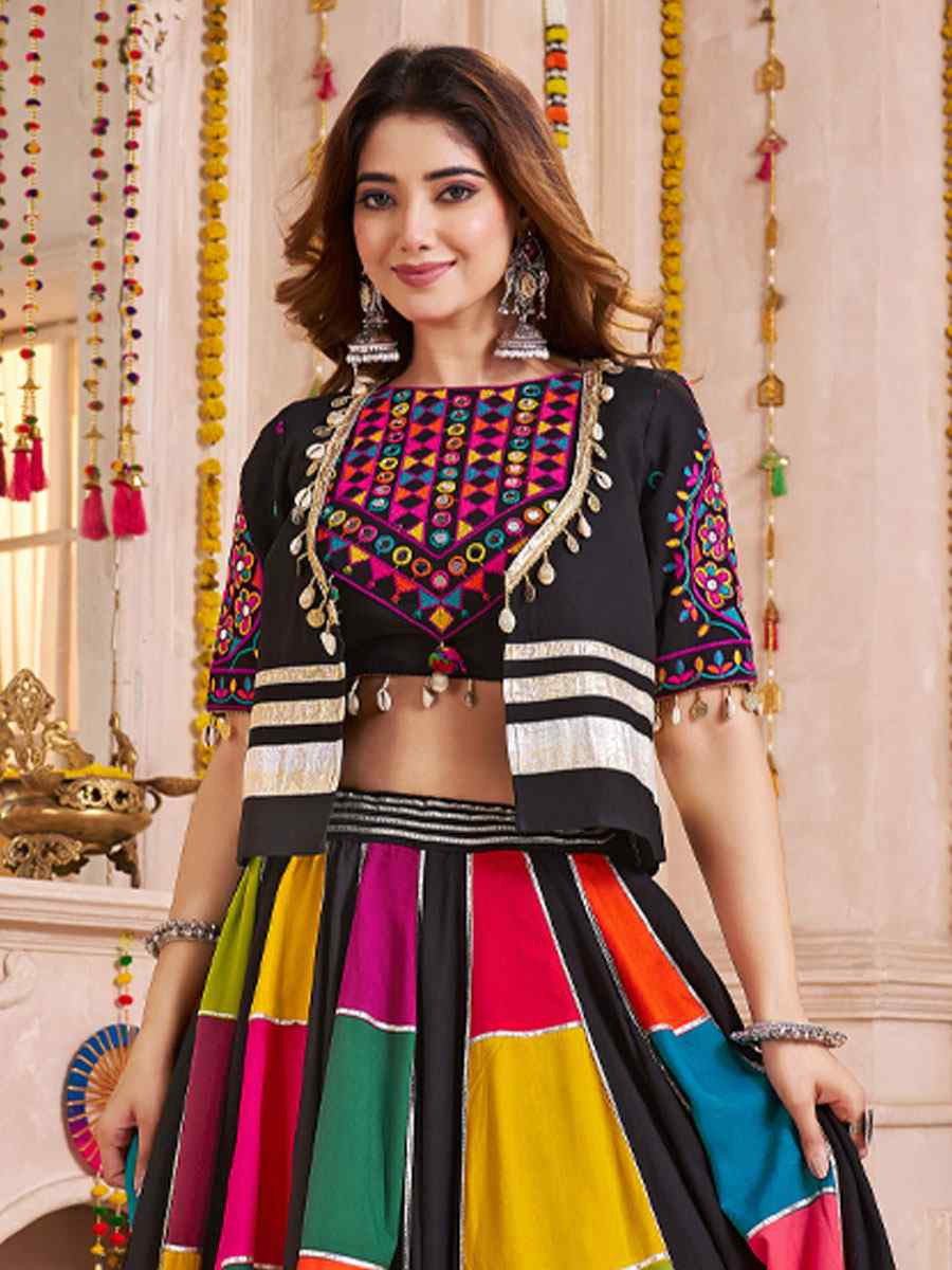 Multi-Coloured Viscose Cotton Embroidered Festival Traditional Lehenga Choli