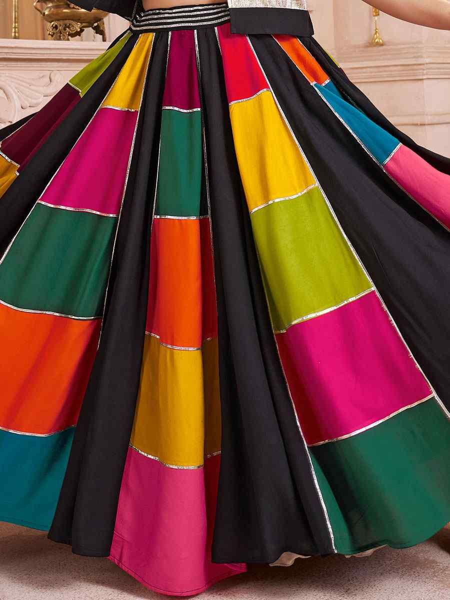 Multi-Coloured Viscose Cotton Embroidered Festival Traditional Lehenga Choli