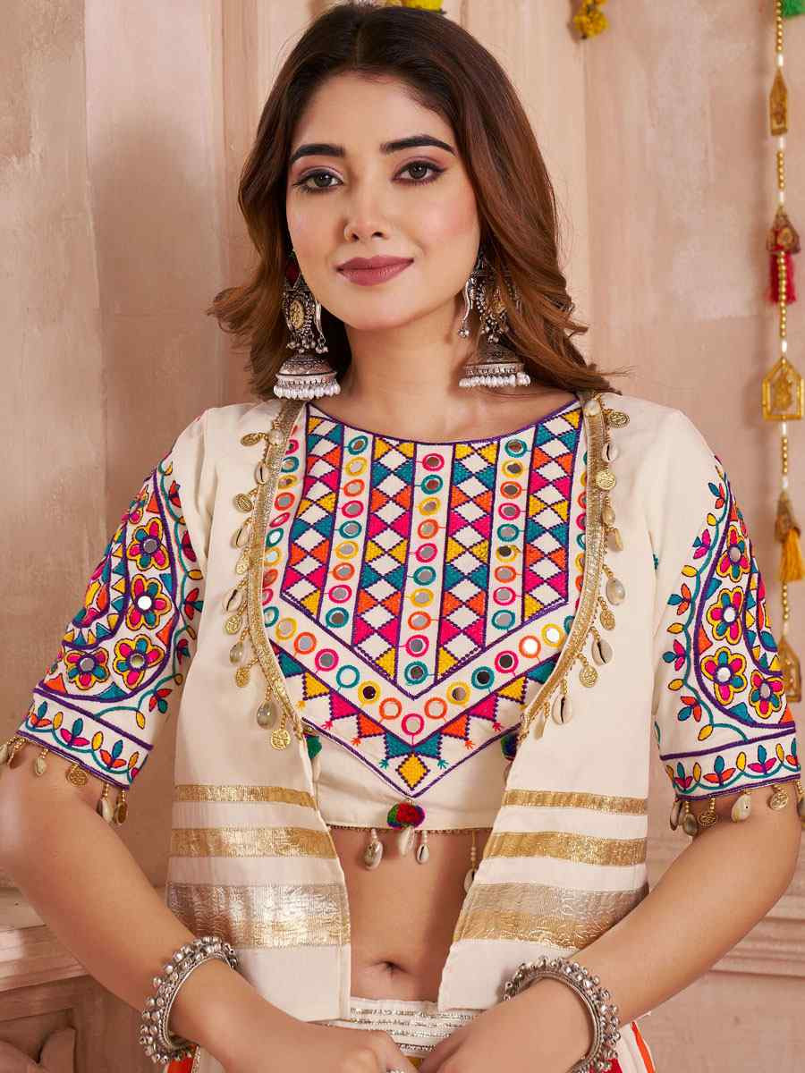 Multi-Coloured Viscose Cotton Embroidered Festival Traditional Lehenga Choli