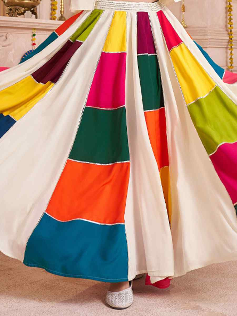 Multi-Coloured Viscose Cotton Embroidered Festival Traditional Lehenga Choli