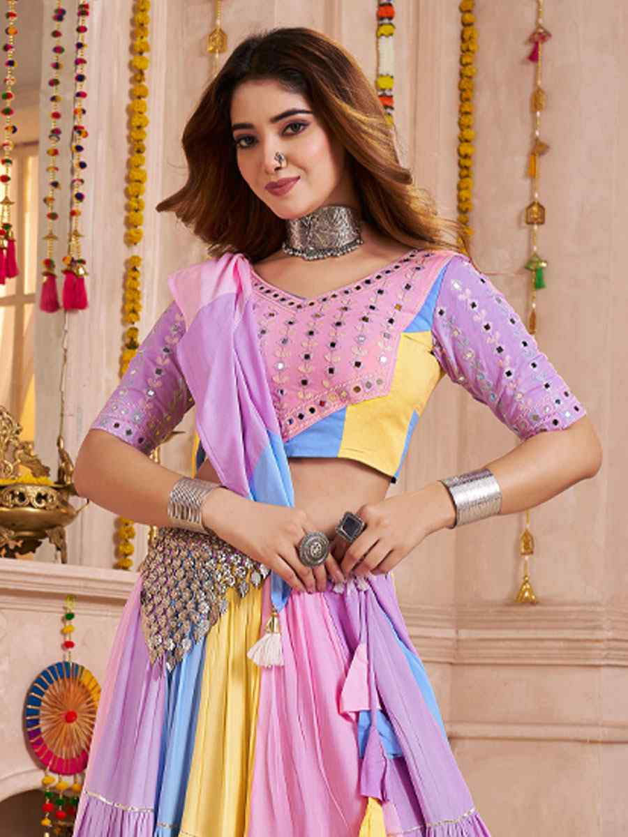Multi-Coloured Viscose Cotton Embroidered Festival Traditional Lehenga Choli