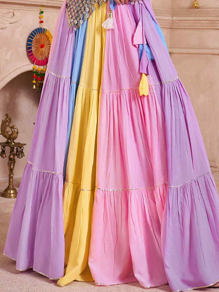 Multi-Coloured Viscose Cotton Embroidered Festival Traditional Lehenga Choli