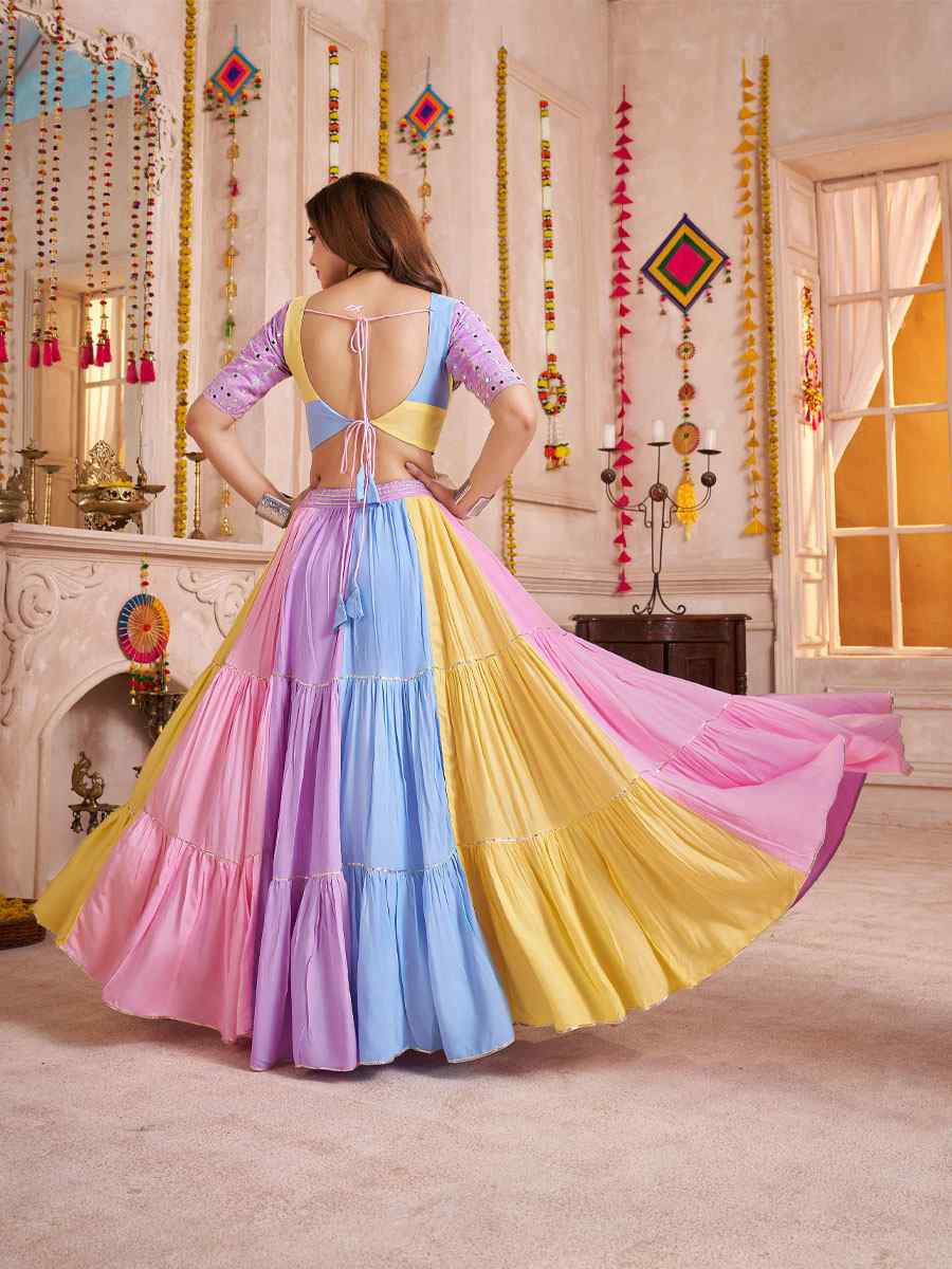 Multi-Coloured Viscose Cotton Embroidered Festival Traditional Lehenga Choli