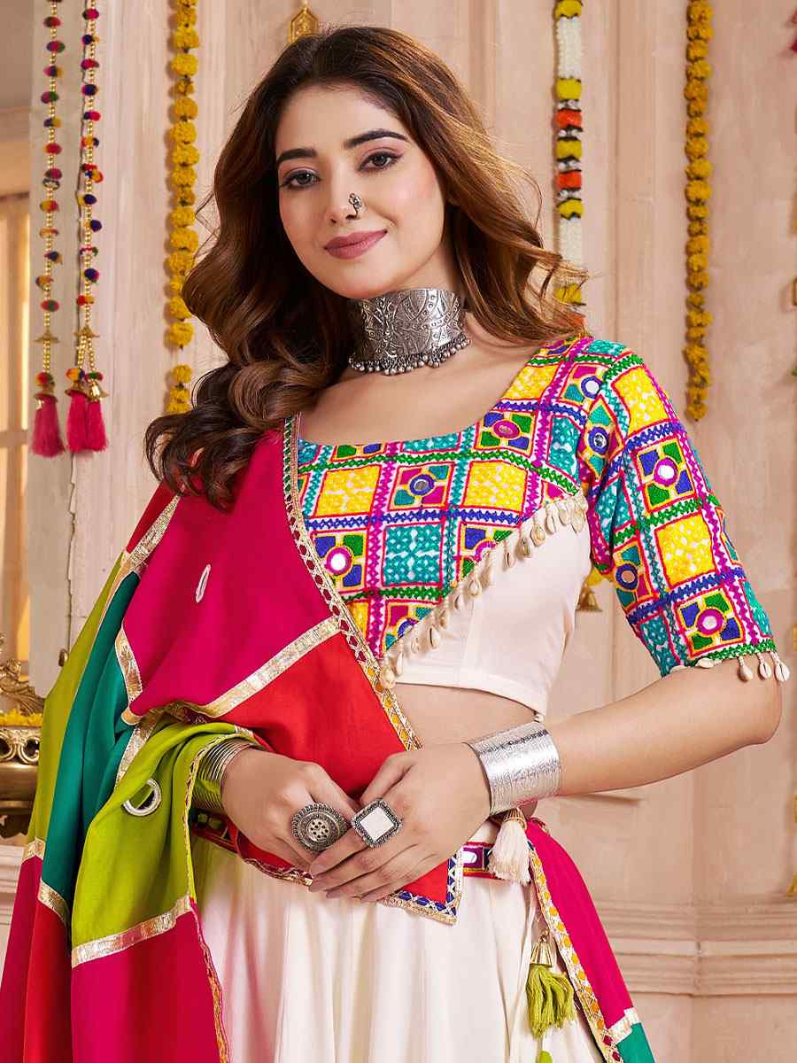 Multi-Coloured Viscose Cotton Embroidered Festival Traditional Lehenga Choli