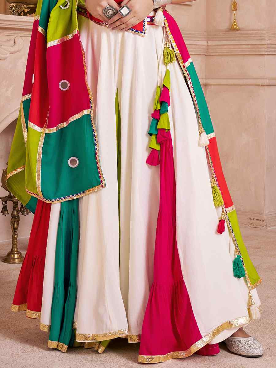Multi-Coloured Viscose Cotton Embroidered Festival Traditional Lehenga Choli