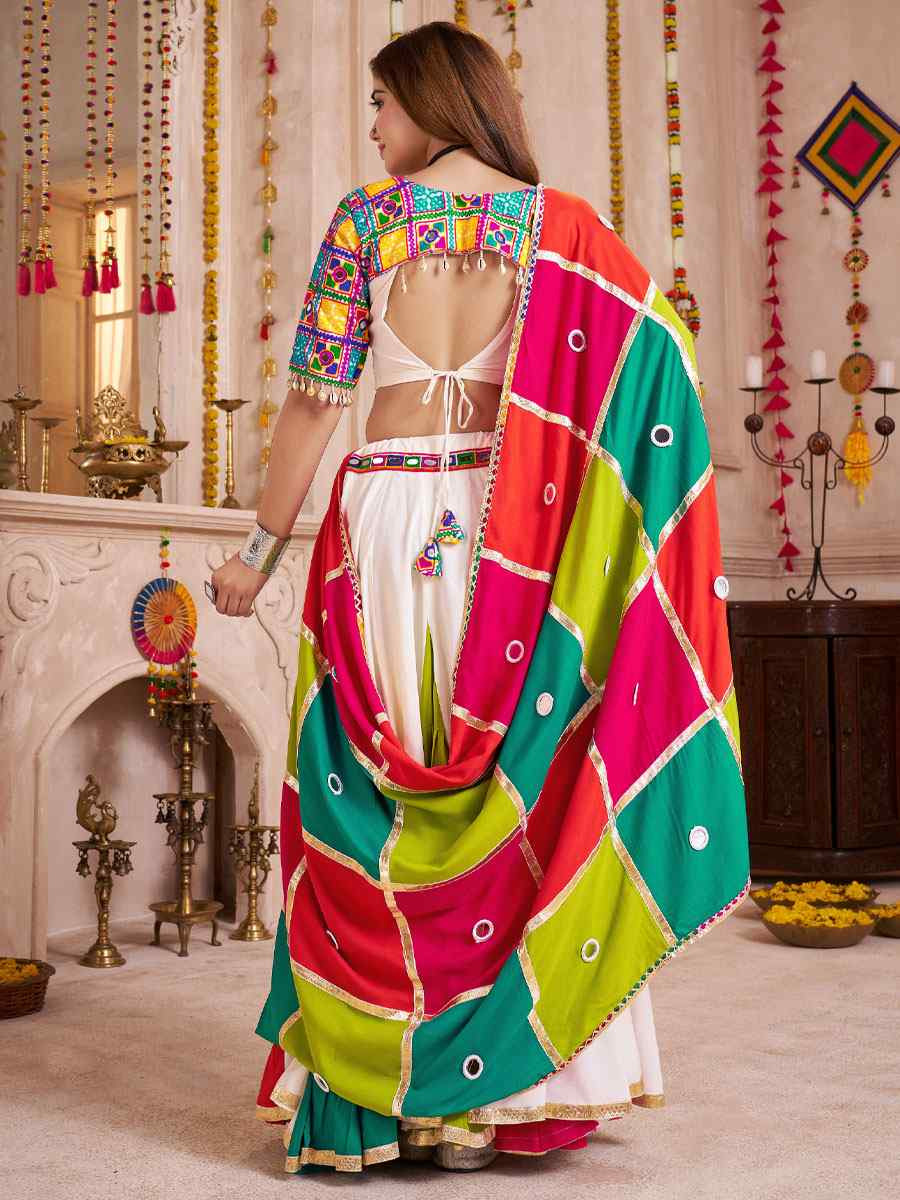 Multi-Coloured Viscose Cotton Embroidered Festival Traditional Lehenga Choli