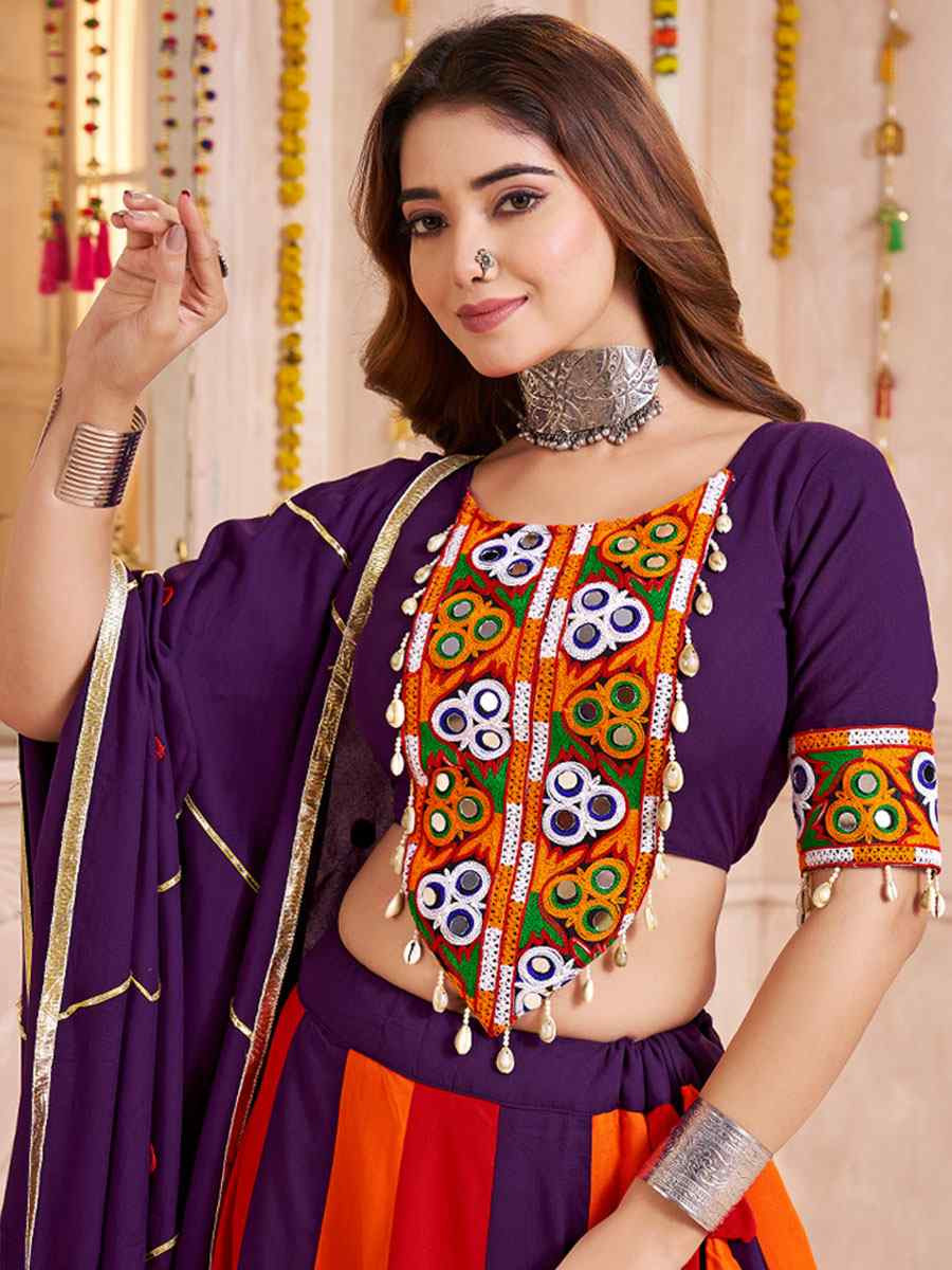 Multi-Coloured Viscose Cotton Embroidered Festival Traditional Lehenga Choli